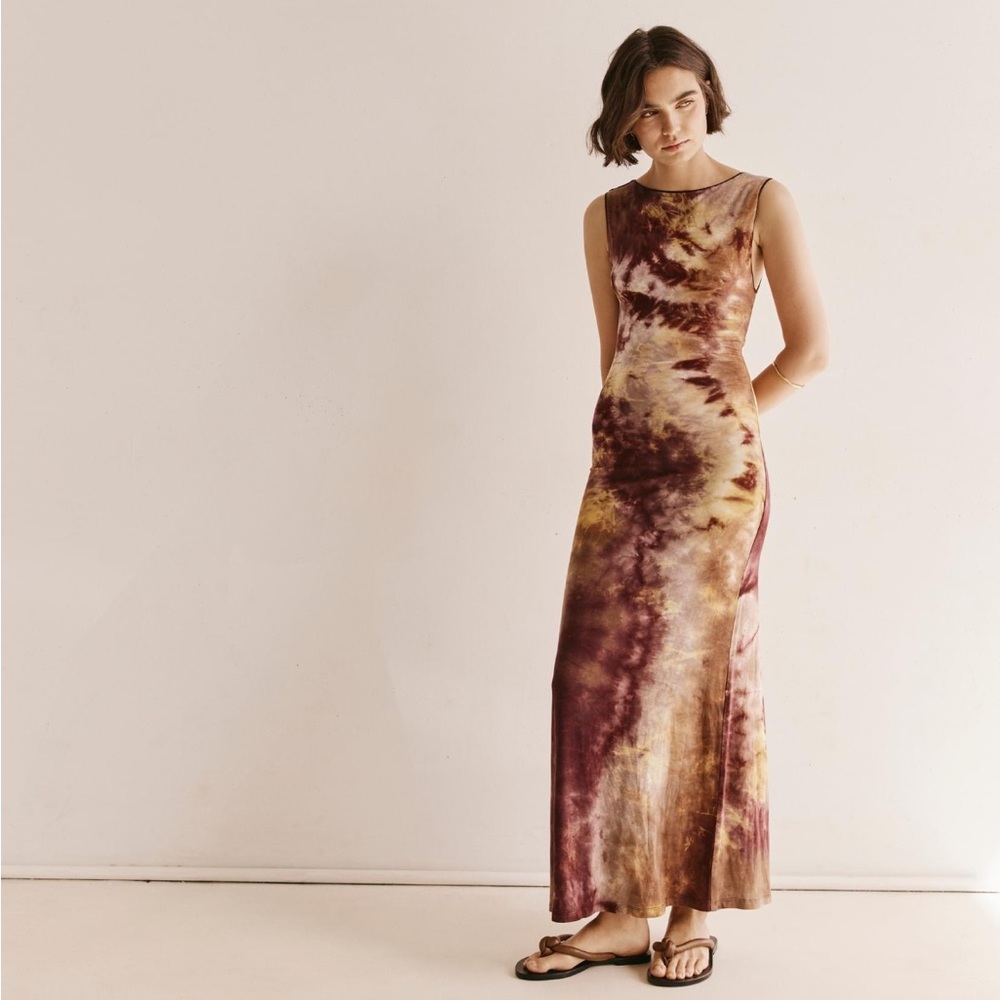 DISSH MILLEN TAN TIE DYE MIDI DRESS